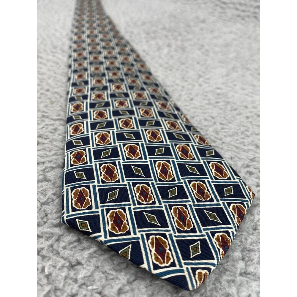 Brooks Brothers 100% Silk Tie Mens Geometric Classic Made in USA Corpcore Preppy